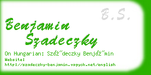 benjamin szadeczky business card